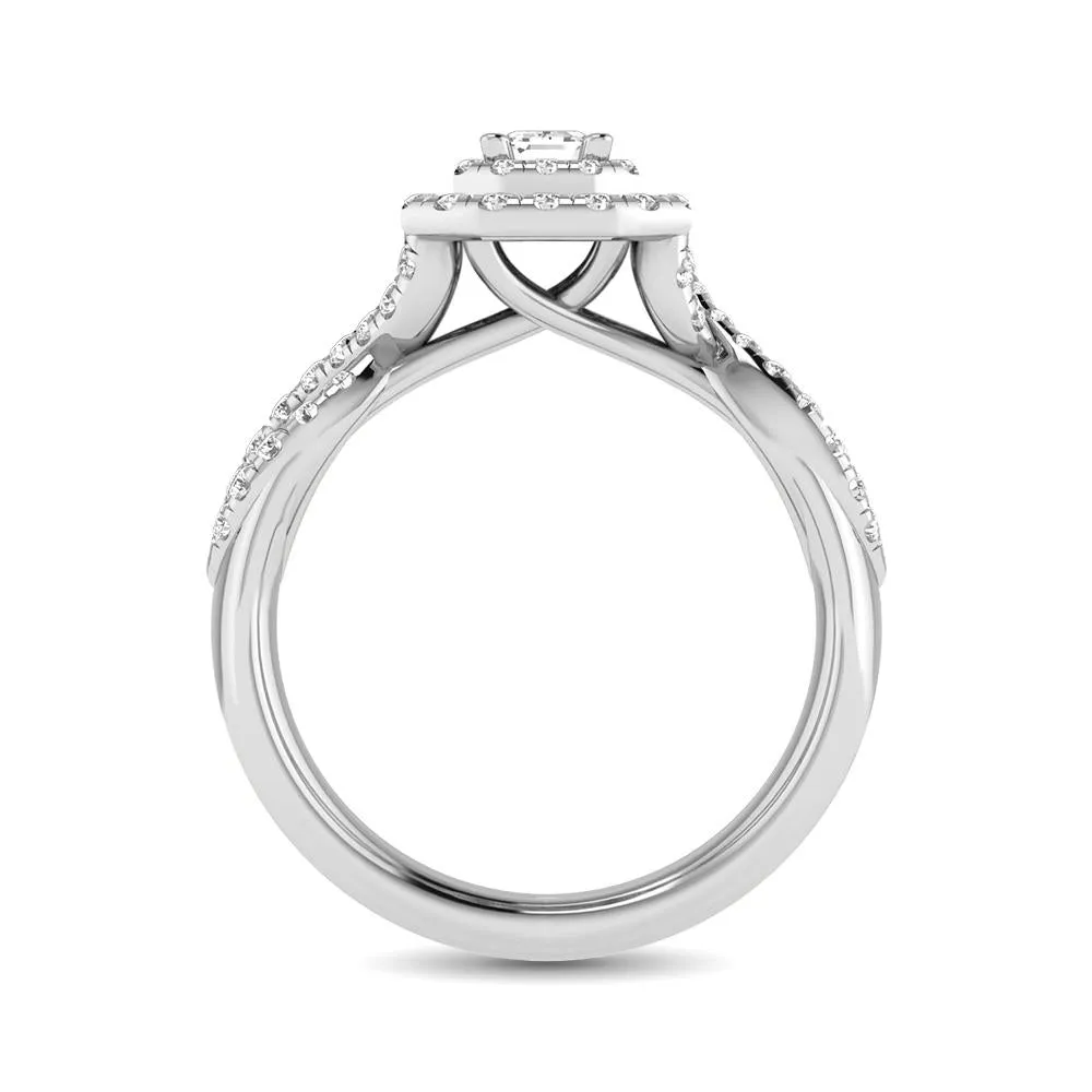 Twist Shank Double Halo Bridal Ring in 14KT Gold - Available in Multiple Cuts
