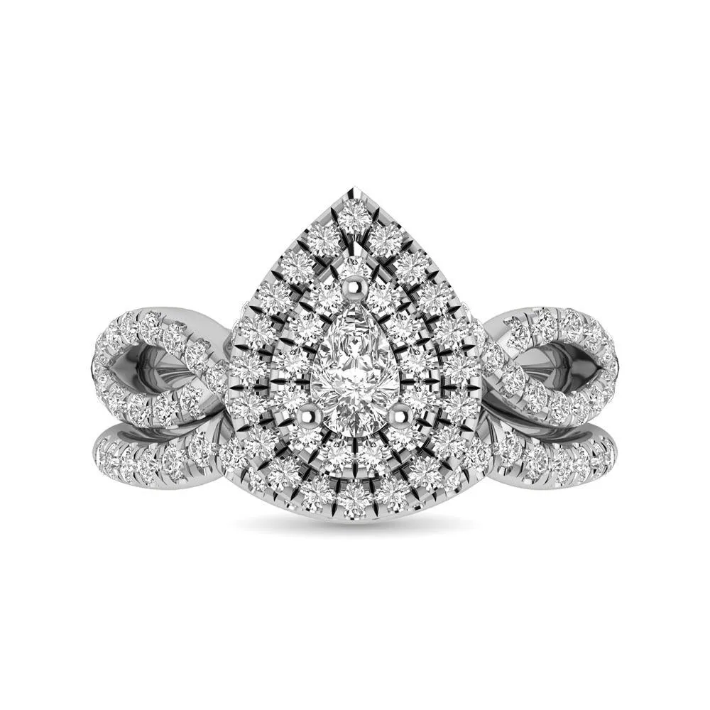 Twist Shank Double Halo Bridal Ring in 14KT Gold - Available in Multiple Cuts