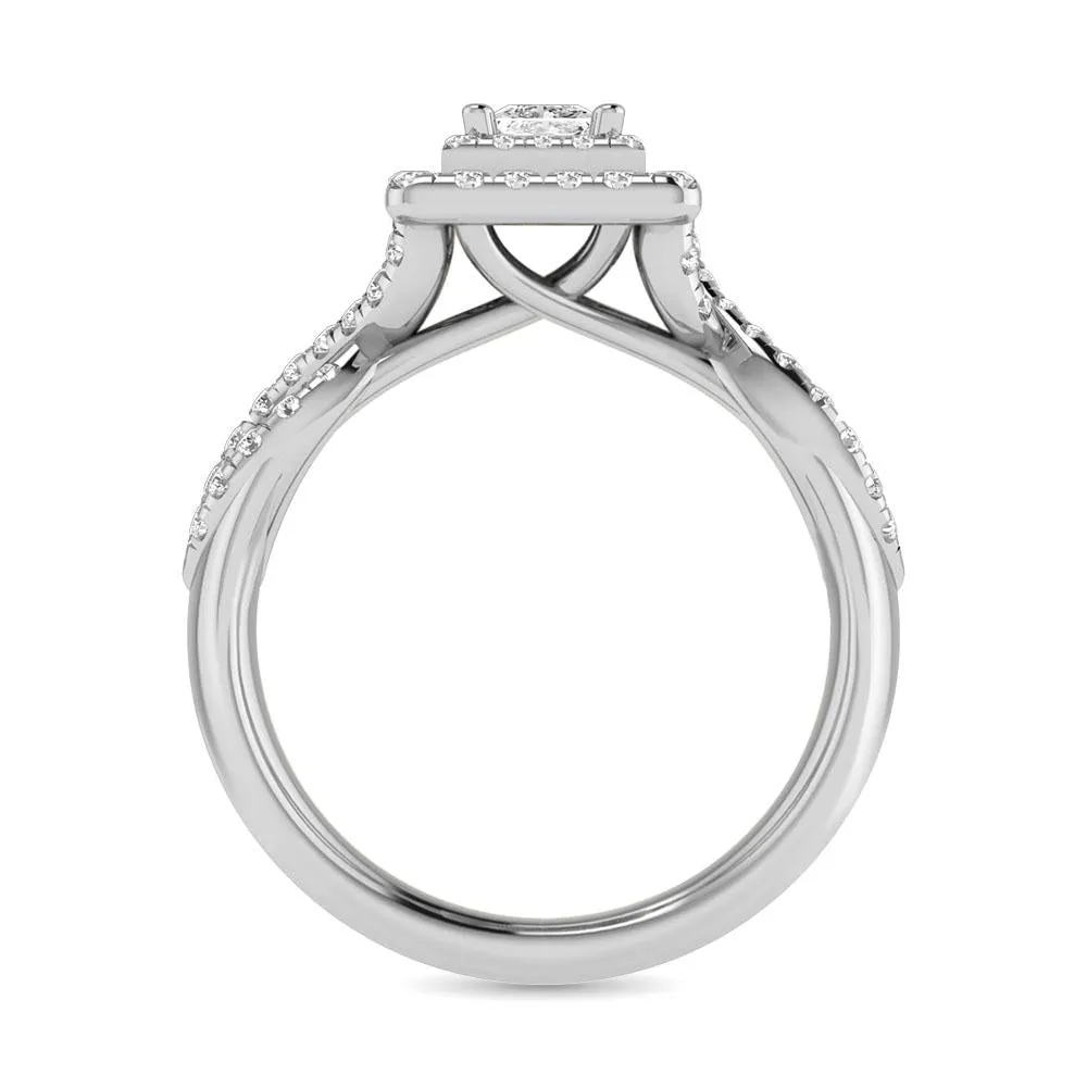 Twist Shank Double Halo Bridal Ring in 14KT Gold - Available in Multiple Cuts