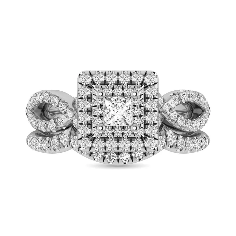 Twist Shank Double Halo Bridal Ring in 14KT Gold - Available in Multiple Cuts