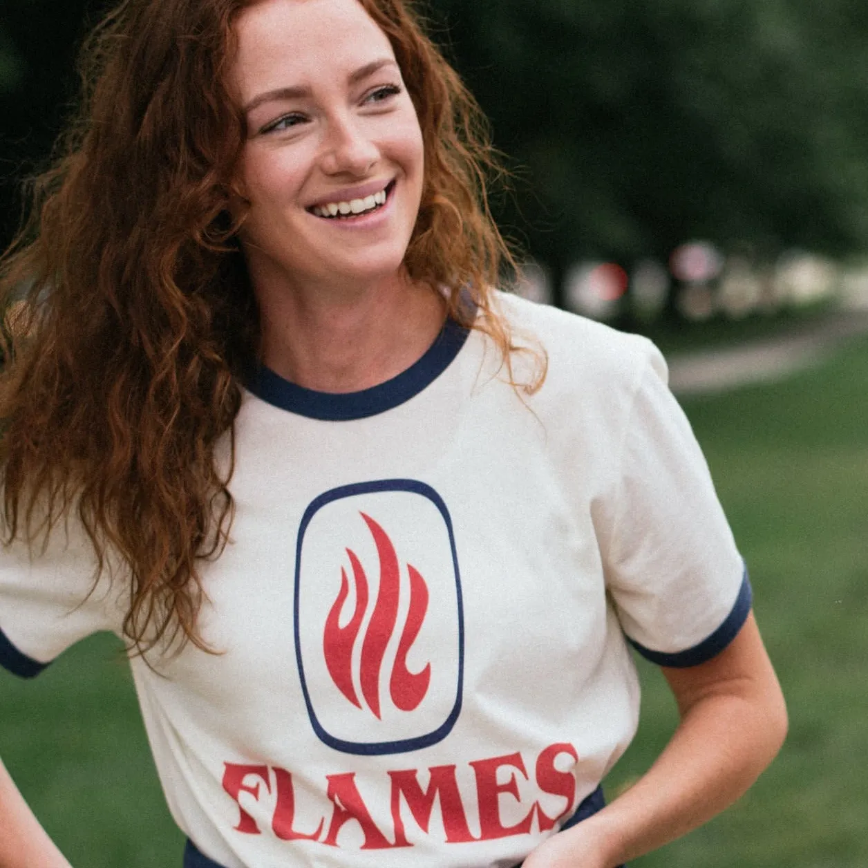 UIC Flames 1980's Vintage Logo Ringer Tee