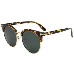 Unique Letter T Decorative Metal Frame Driver Sunglasses - Dark Green Camouflage