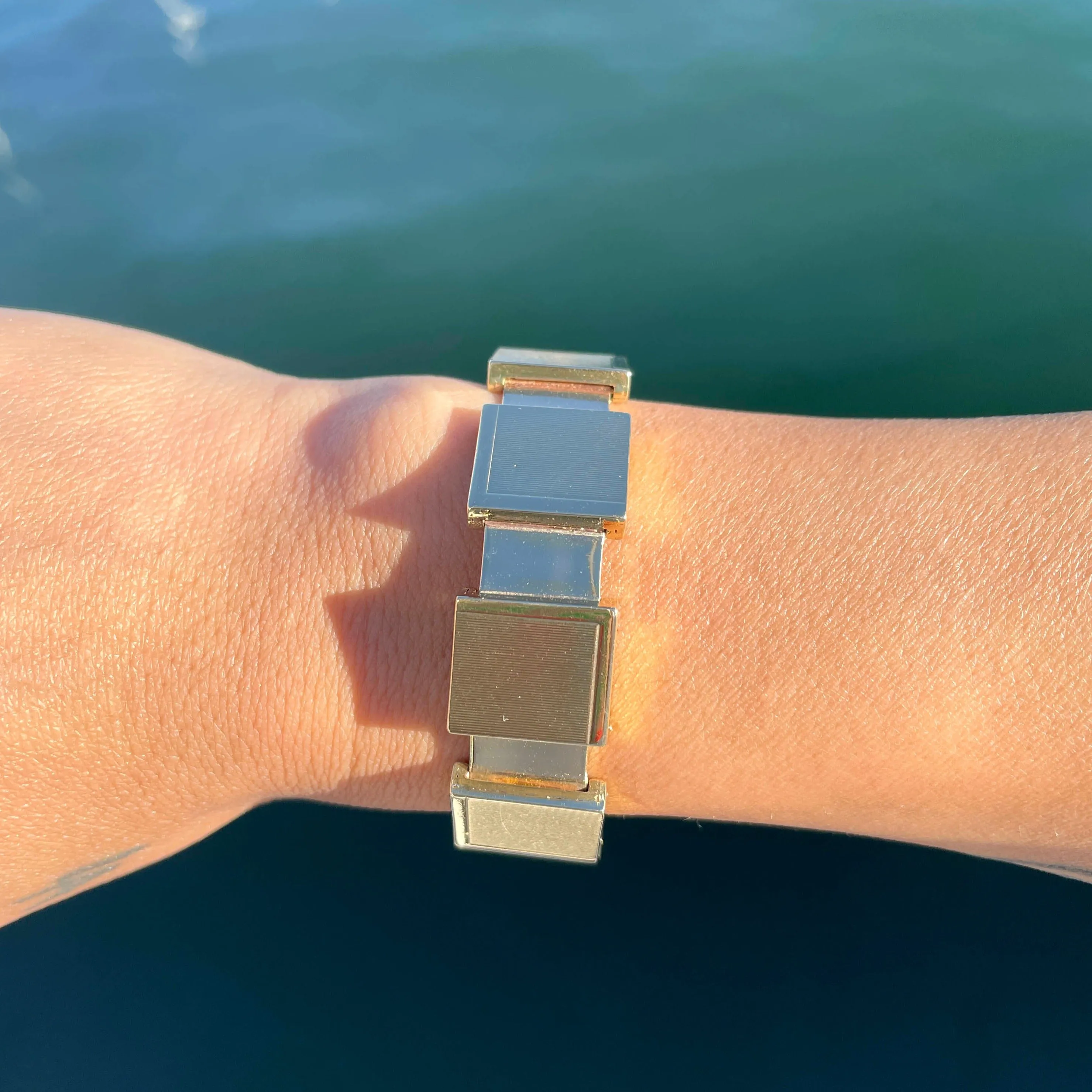 Vintage 14k Engine Turned Square Link Bracelet