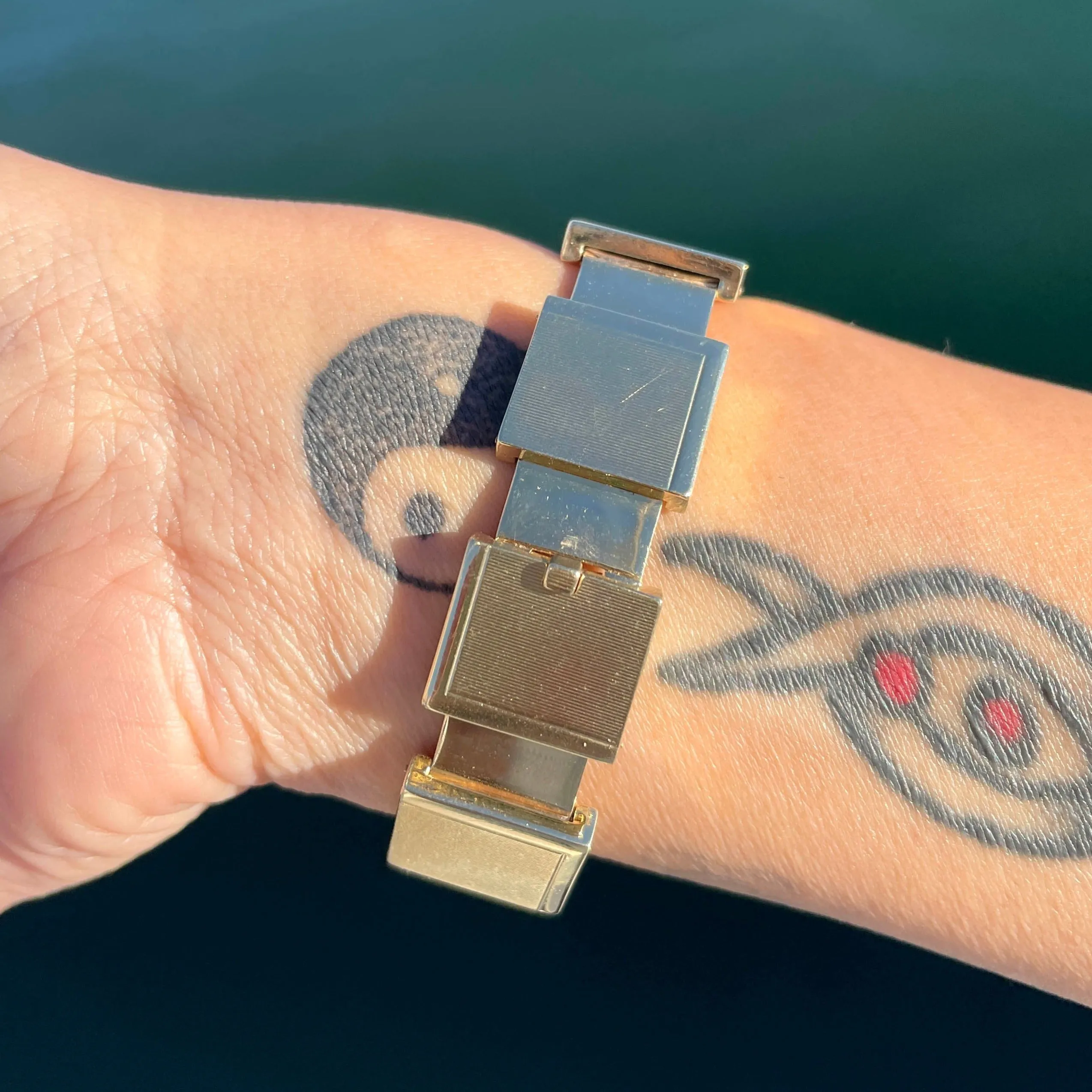 Vintage 14k Engine Turned Square Link Bracelet