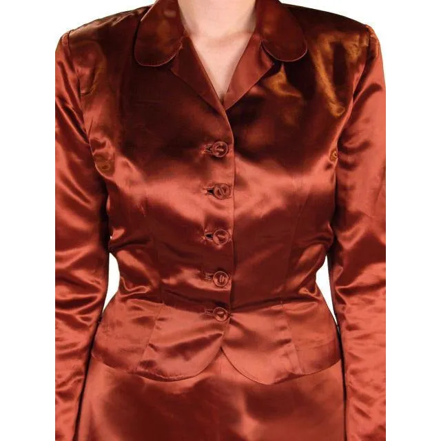 Vintage 1940s Suit Copper Satin A Line Skirt Womens  S  36-24-44