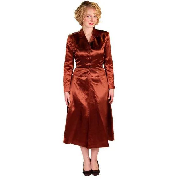 Vintage 1940s Suit Copper Satin A Line Skirt Womens  S  36-24-44