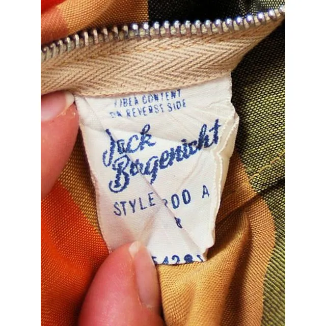 Vintage 1950s Cotton Day Dress Autumn Tone Stripes Jack Borgenicht 34-25-Free