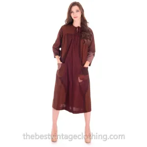Vintage 1967 Marimekko Mod Tent Dress Circles Print Brown & Pink 36/ 6-8