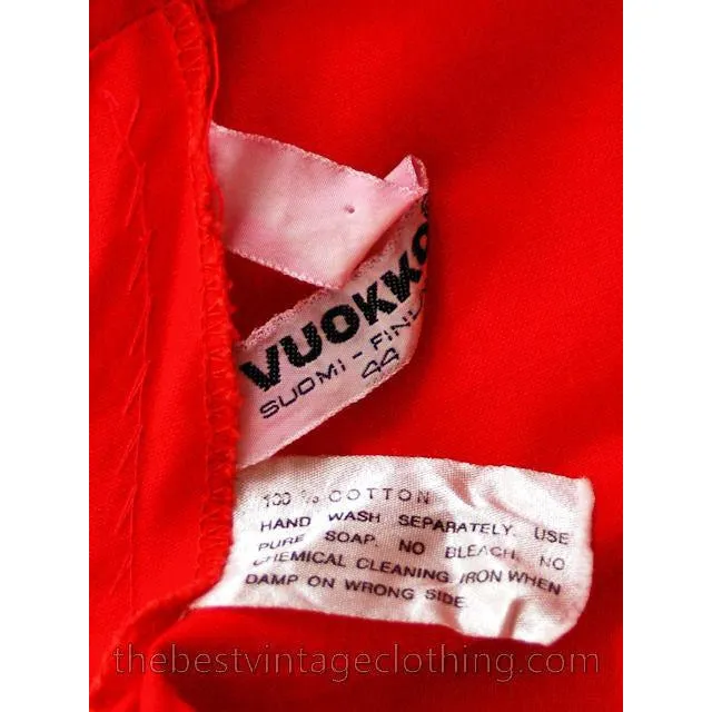 Vintage 1970s Vuokko Designer Iconic Tent Dress Red White Metsa Stripes 44 Large