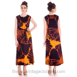 Vintage 1970s Wrap Tent  Dress Bold Graphics 100% Cotton  Tampella One Size