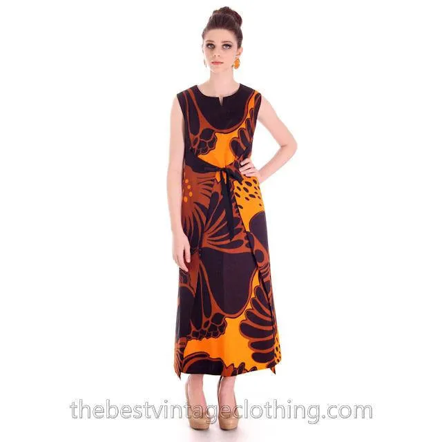 Vintage 1970s Wrap Tent  Dress Bold Graphics 100% Cotton  Tampella One Size
