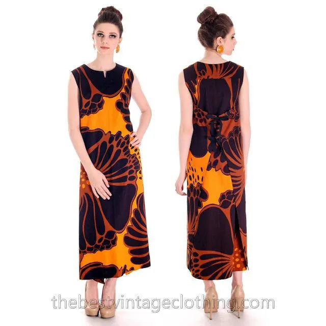 Vintage 1970s Wrap Tent  Dress Bold Graphics 100% Cotton  Tampella One Size
