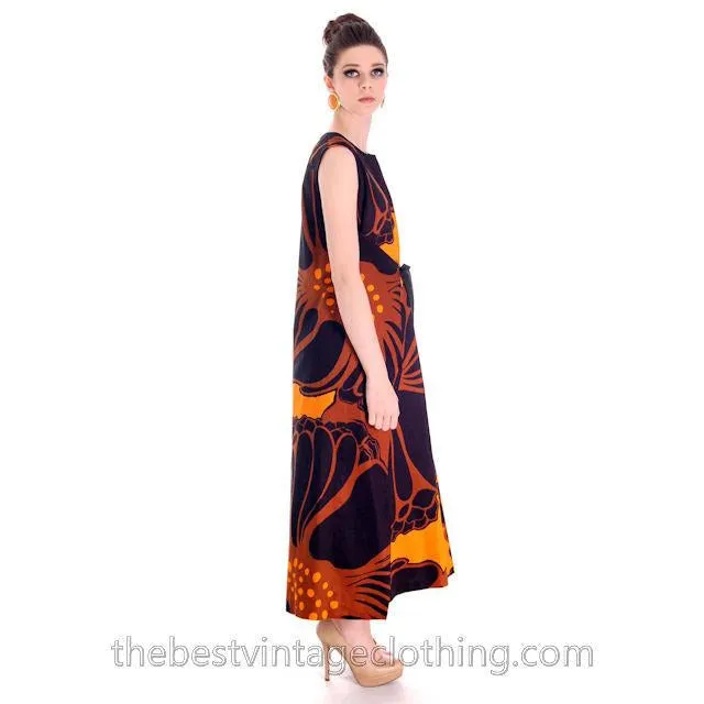 Vintage 1970s Wrap Tent  Dress Bold Graphics 100% Cotton  Tampella One Size