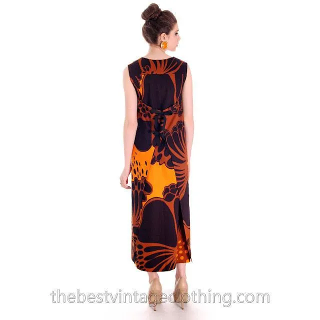 Vintage 1970s Wrap Tent  Dress Bold Graphics 100% Cotton  Tampella One Size