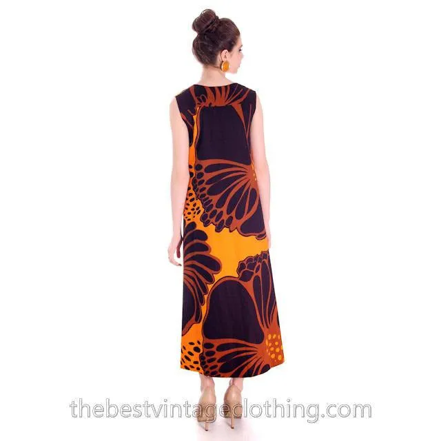 Vintage 1970s Wrap Tent  Dress Bold Graphics 100% Cotton  Tampella One Size