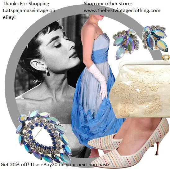 Vintage 2 Tone Blue Taffeta Bubble Gown Strapless 1950s 34-25-38