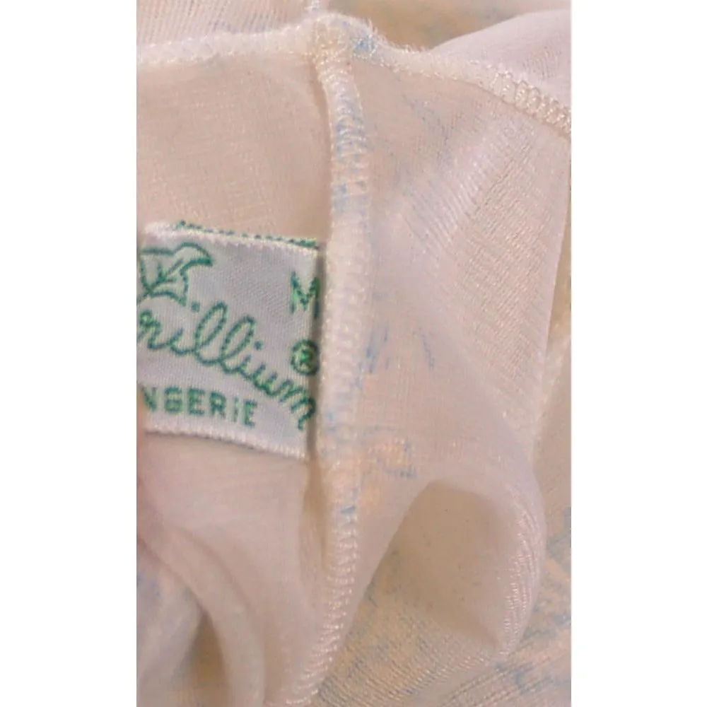 Vintage 2Pc Nylon  Chiffon Printed Peignoir 1950S Trillium Size M