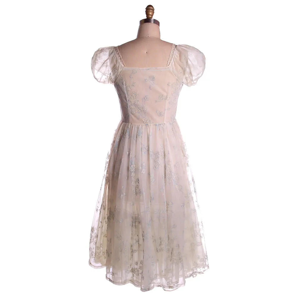 Vintage 2Pc Nylon  Chiffon Printed Peignoir 1950S Trillium Size M