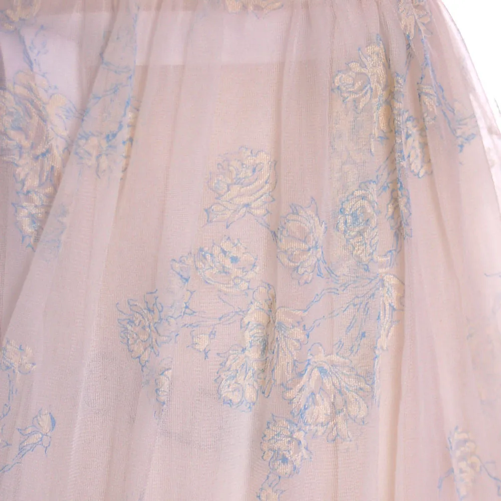 Vintage 2Pc Nylon  Chiffon Printed Peignoir 1950S Trillium Size M