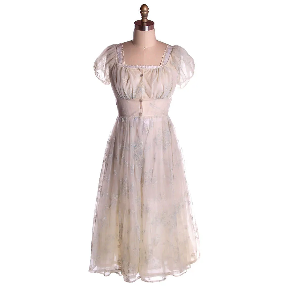 Vintage 2Pc Nylon  Chiffon Printed Peignoir 1950S Trillium Size M