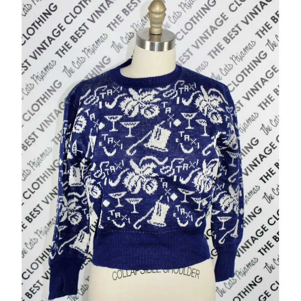 Vintage Ann Arden Gotham Sportswear New Years Eve Theme Sweater Timeless Wool 1940s Guernsey M/L