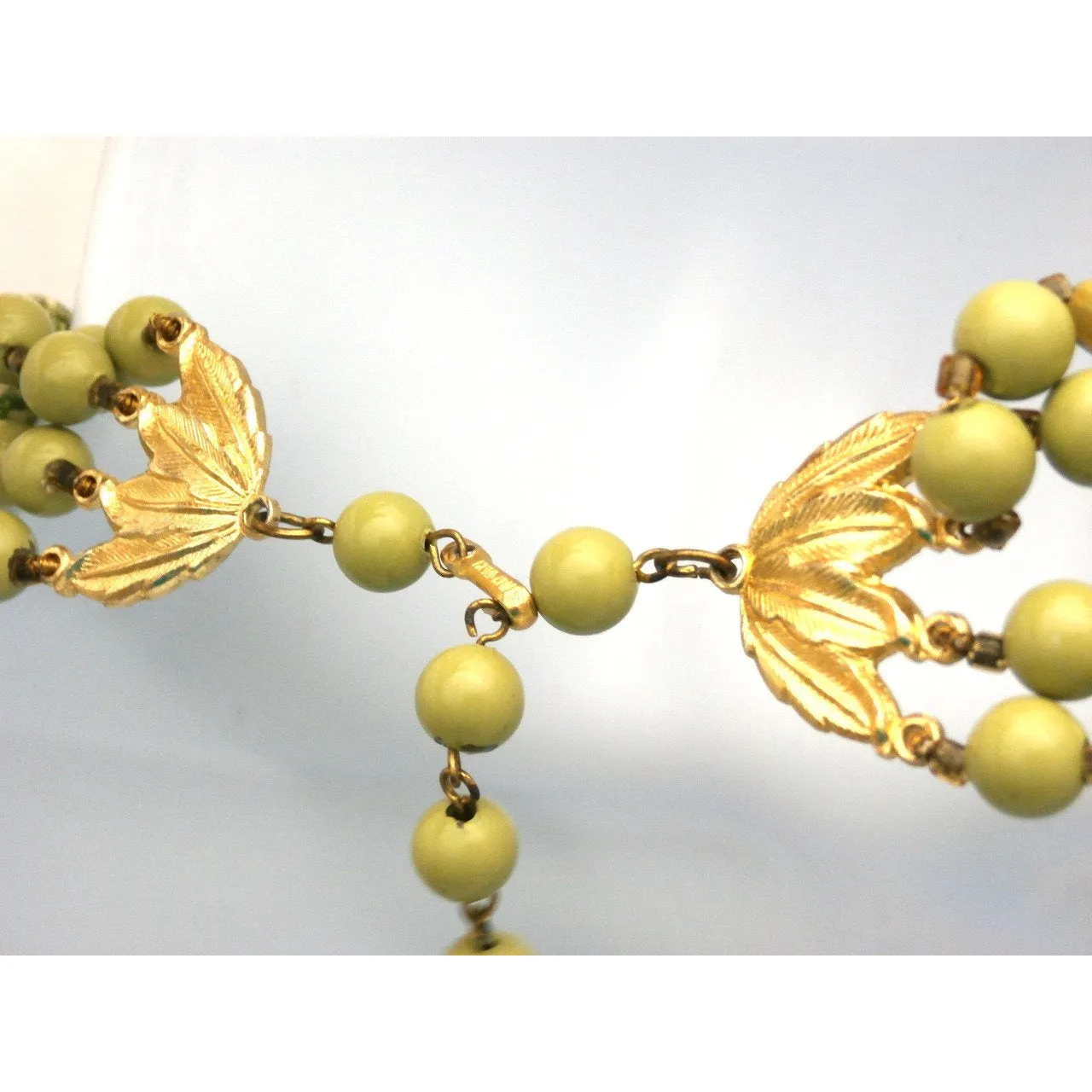 Vintage Beads & Necklace Set 1950s Hong Kong Greens