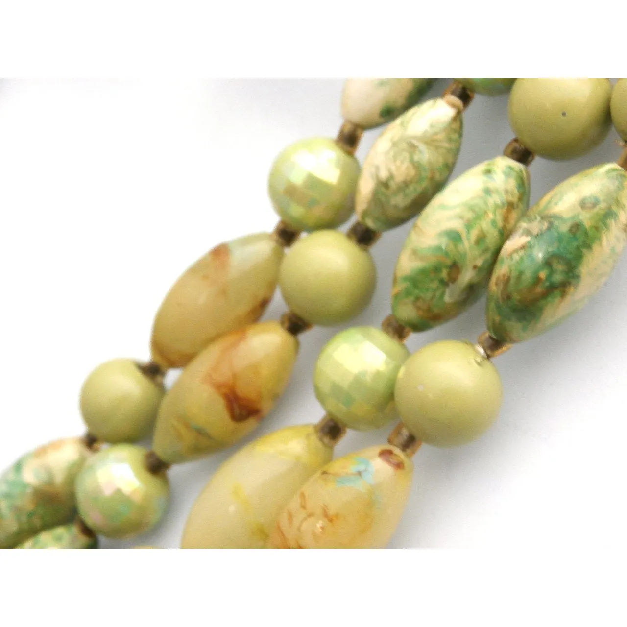 Vintage Beads & Necklace Set 1950s Hong Kong Greens