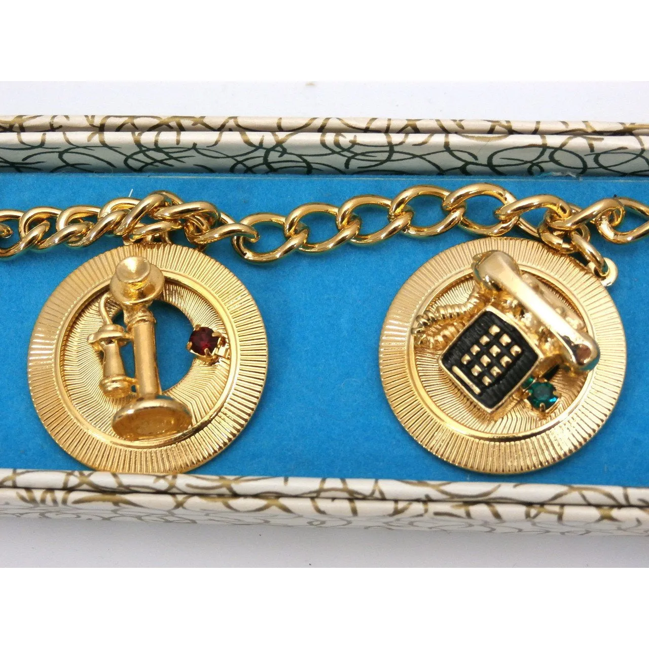 Vintage Bell Telephone Charm Bracelet in Original Box 1960s