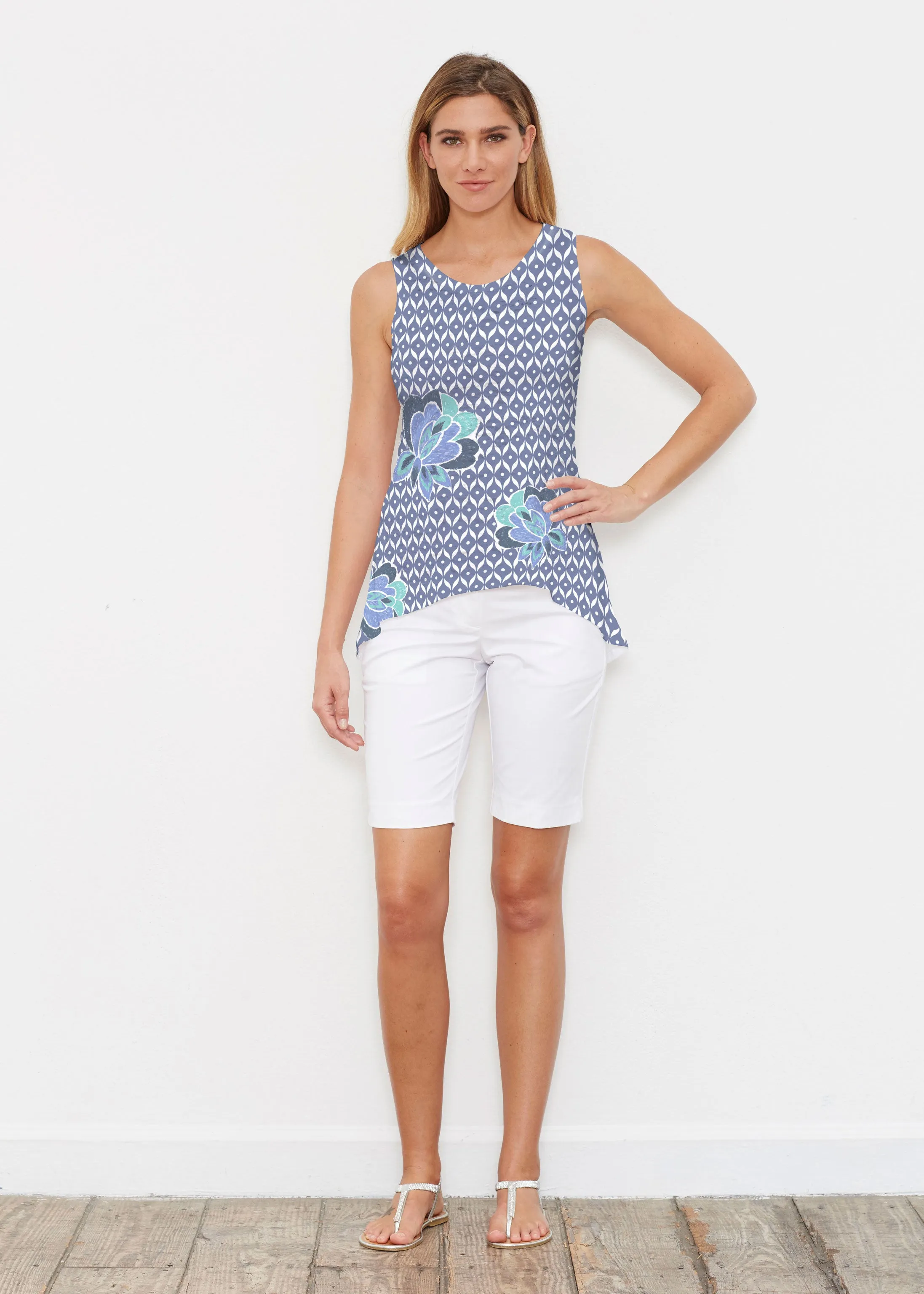 Vintage Blooms Blue (8060) ~ High-low Tank