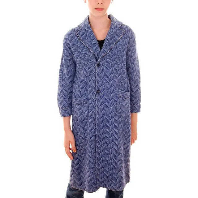 Vintage Boys Beacon Style Blanket Robe Blue 1920s Small