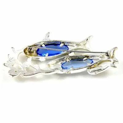 Vintage Brooch Stainless Jelly Belly Fish Signed
