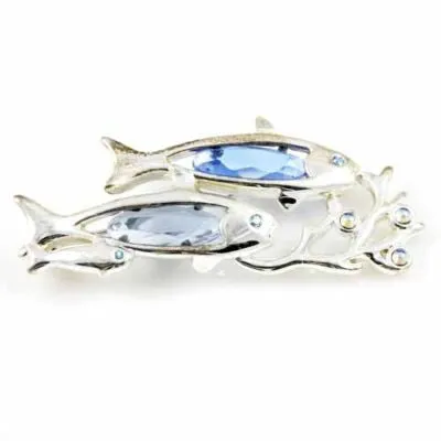 Vintage Brooch Stainless Jelly Belly Fish Signed