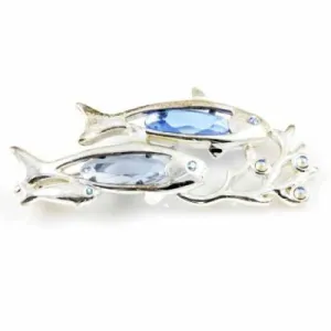 Vintage Brooch Stainless Jelly Belly Fish Signed