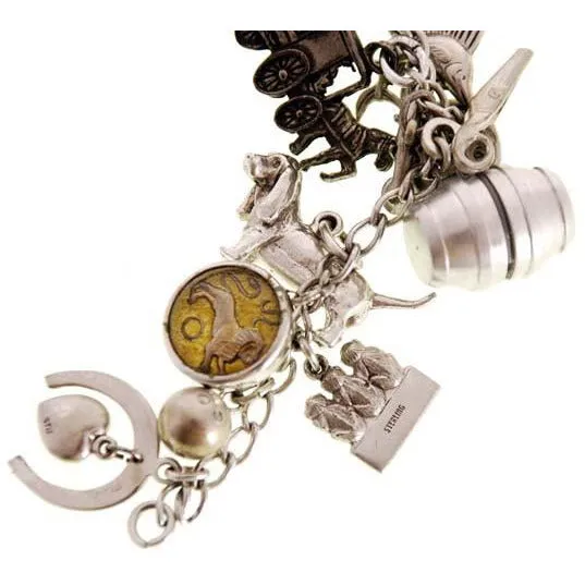 Vintage Charm Bracelet Bell Telephone Sterling Silver 23 Charms '64 Worlds Fair