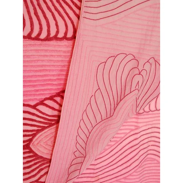 Vintage Chenille Bedspread Pinks Design 1950s Double Bed Size 90 x104