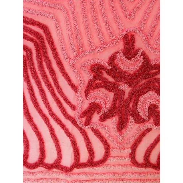 Vintage Chenille Bedspread Pinks Design 1950s Double Bed Size 90 x104