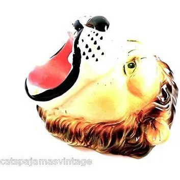 Vintage Circus Lion Wall Hanger Pottery Open Mouth Japan