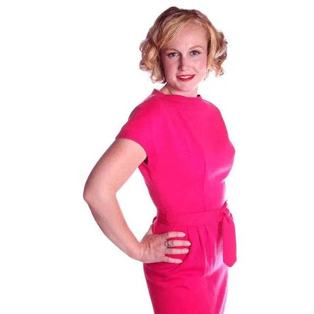 Vintage Classic Day Dress Rasberry Wool Late 1950s 4-6