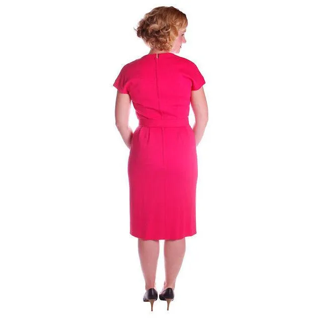 Vintage Classic Day Dress Rasberry Wool Late 1950s 4-6
