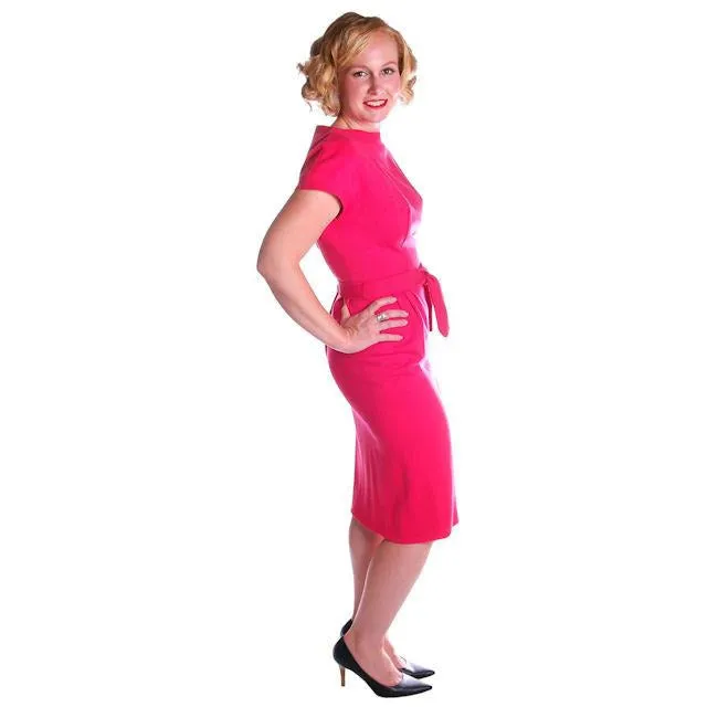 Vintage Classic Day Dress Rasberry Wool Late 1950s 4-6