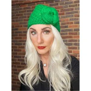 Vintage Cloche Hat 1970s Bright Green One Size