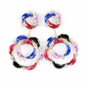 Vintage Colored Glass Huge Dangly Earrings 198OS