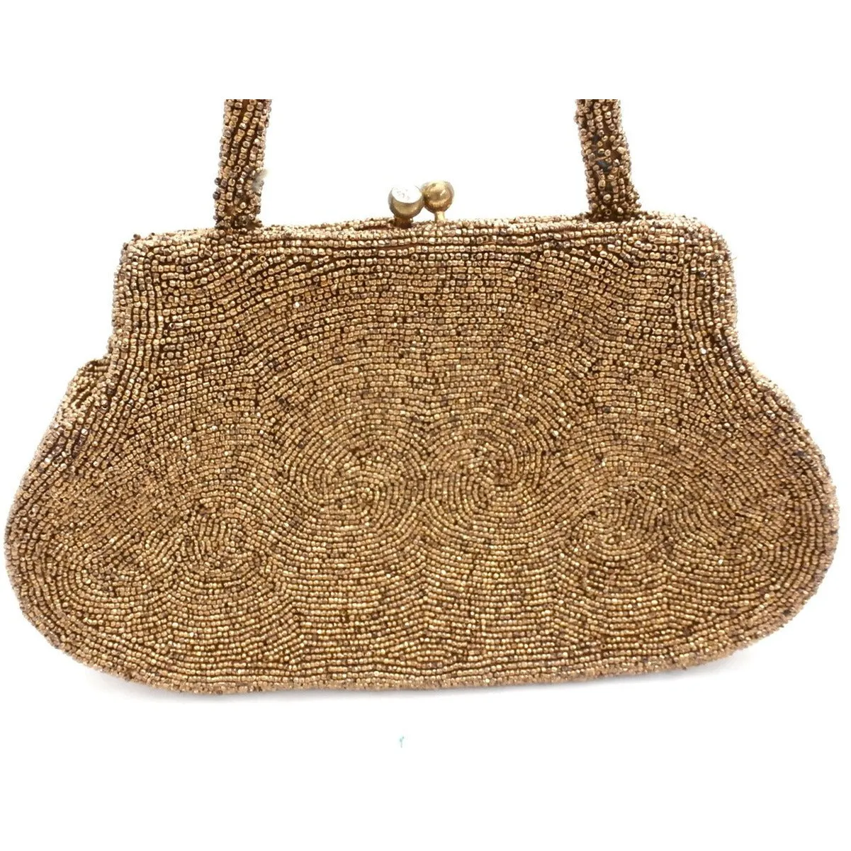 Vintage Copper Carnival Bead Purse Bag 1940s Walborg 1940s