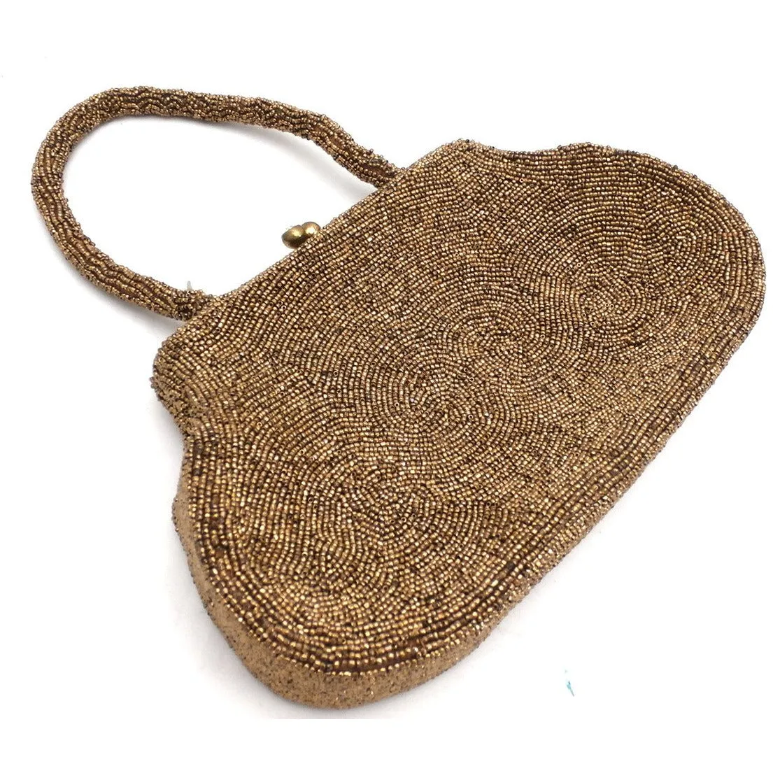 Vintage Copper Carnival Bead Purse Bag 1940s Walborg 1940s