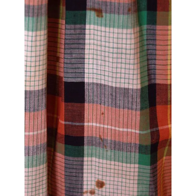 Vintage Cotton House Dress Frock Green Plaid WW2 1940s 35-28-46 S/M Guernsey