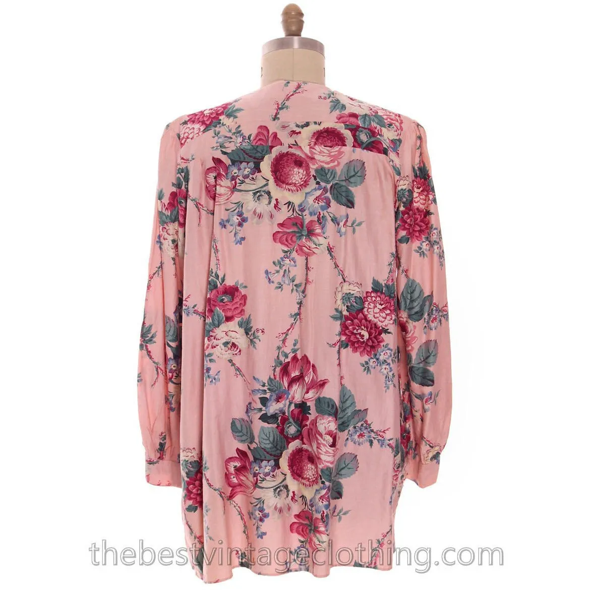 Vintage Cotton Smock Housewife Floral Shabby Chic Roses Polished Cotton  I Love Lucy 1950s L-XL