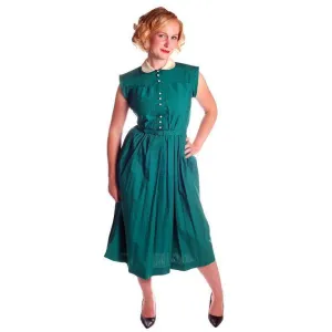 Vintage Cotton Summer Dress Green Nice Details Jonathan Logan 1940s 36-26-Free