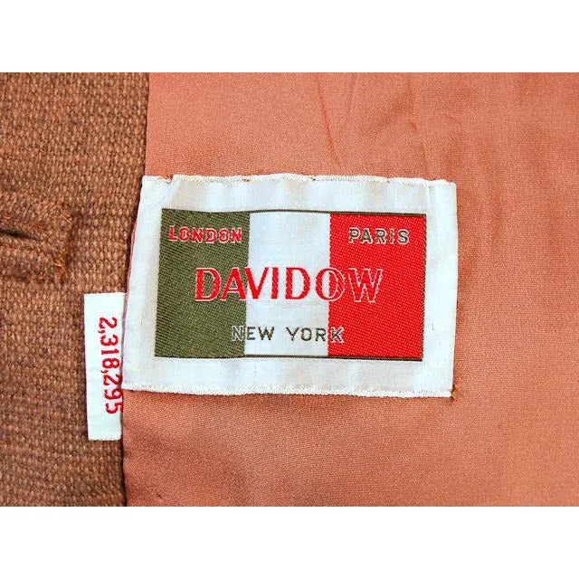 Vintage Davidow Peachy Tan Wool Flecked Suit 1950s 38-29-40