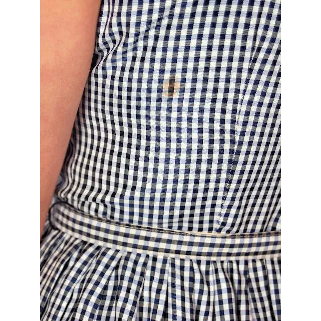Vintage Day Dress Navy Gingham & Linen Jacket 1950s 41-30-Free