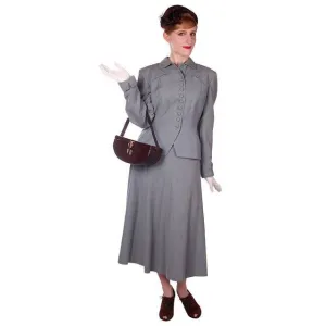 Vintage Dusty Light Blue  Wool Ladies Suit 1940s Wasp Waist 38B 27W